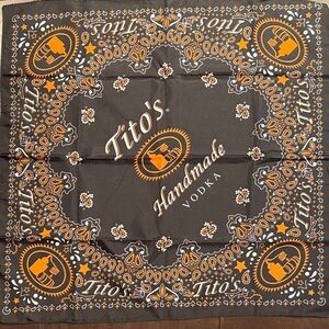 SET of TWO brand new Tito's Handmade Vodka Black & Orange Bandana